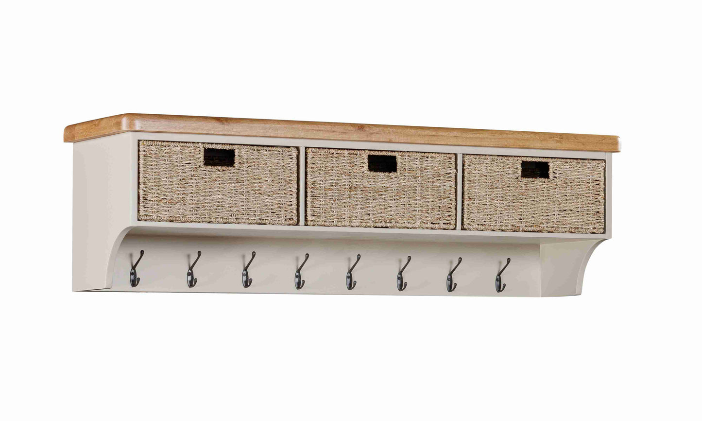170-35 Kingsbury Painted Wall Shelf with Coat Hooks & Baskets (does not inlude bench)