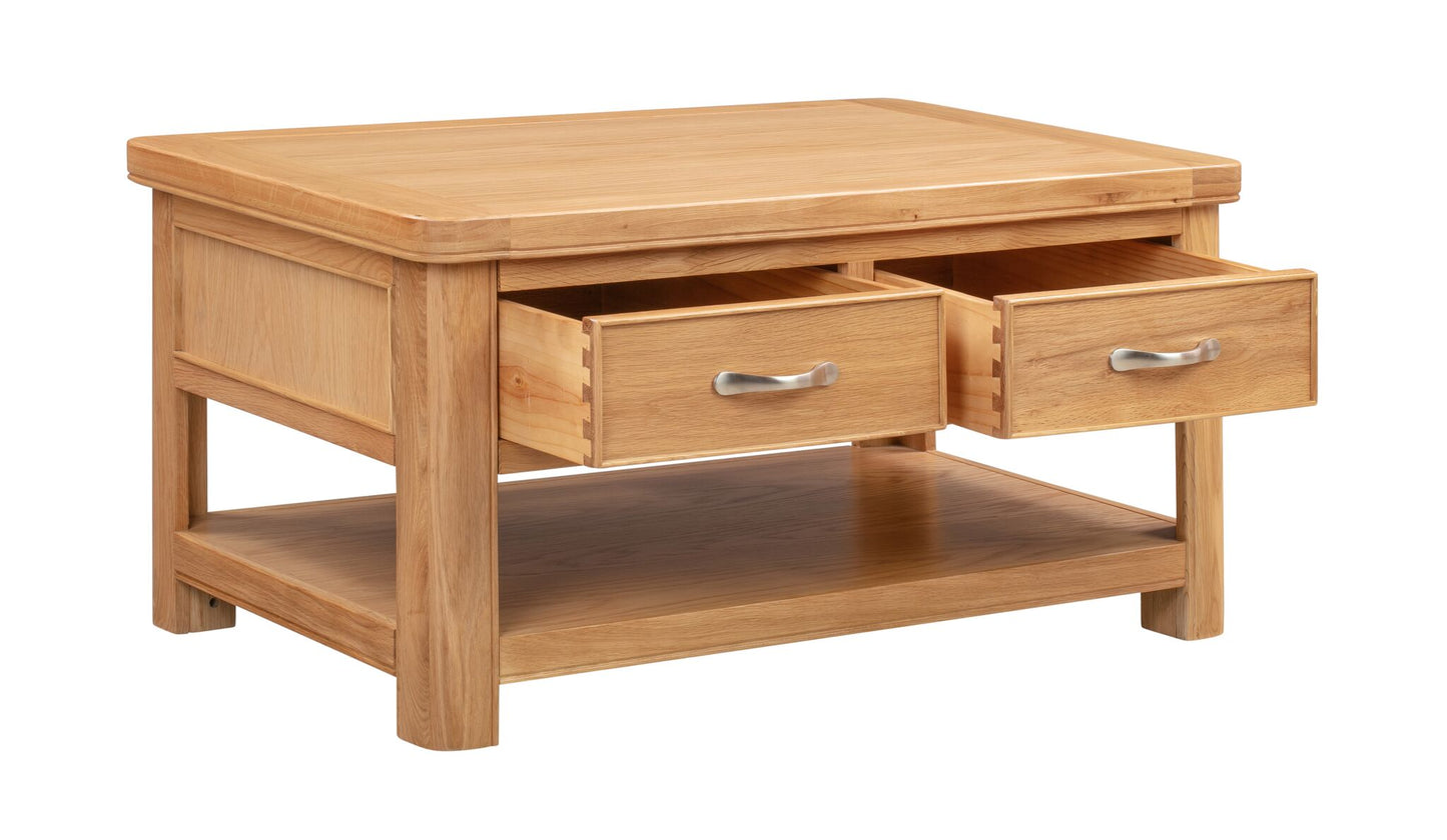 110-06 Chatsworth Oak Coffee Table with 2 Drawers