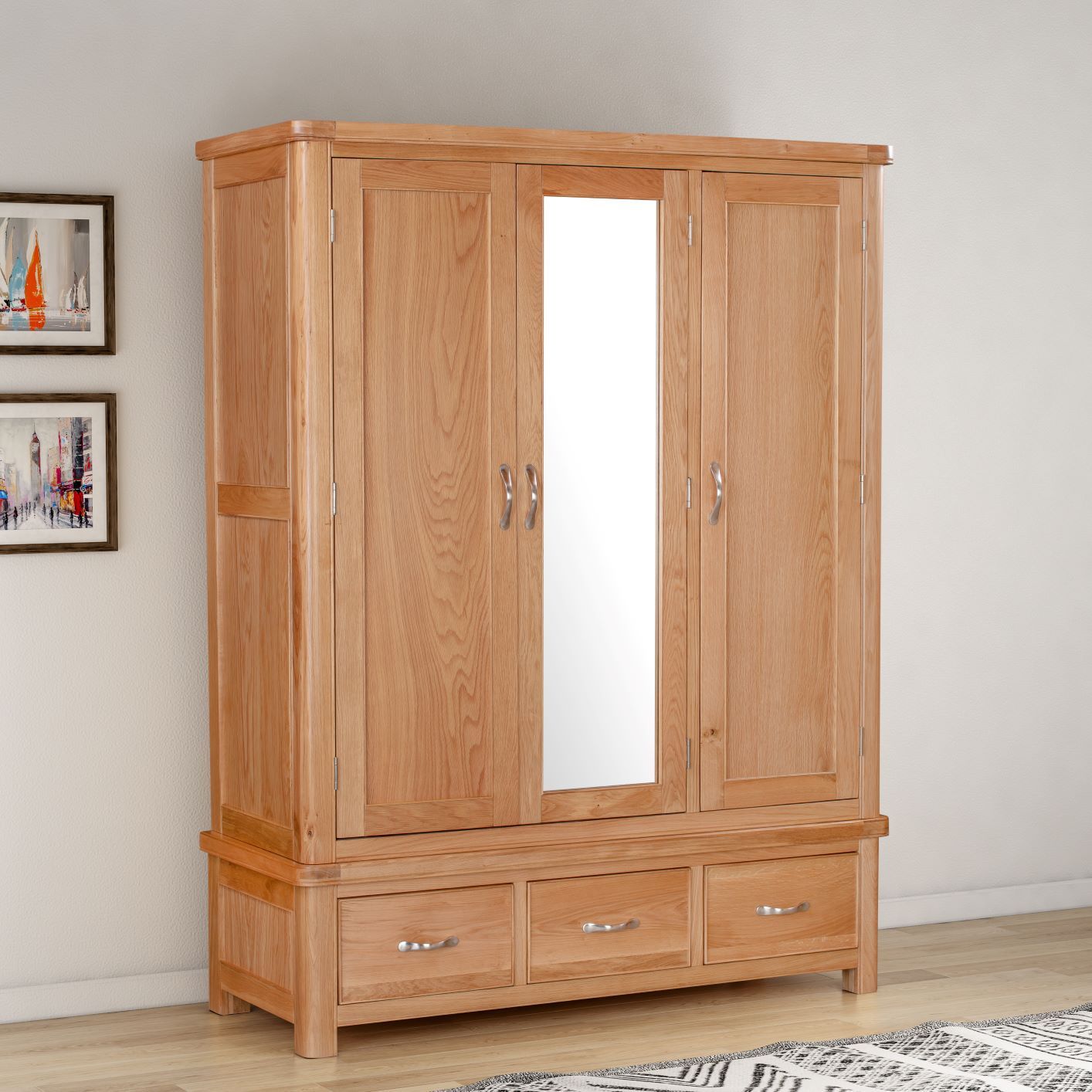 110-27 Chatsworth Oak Triple Wardrobe