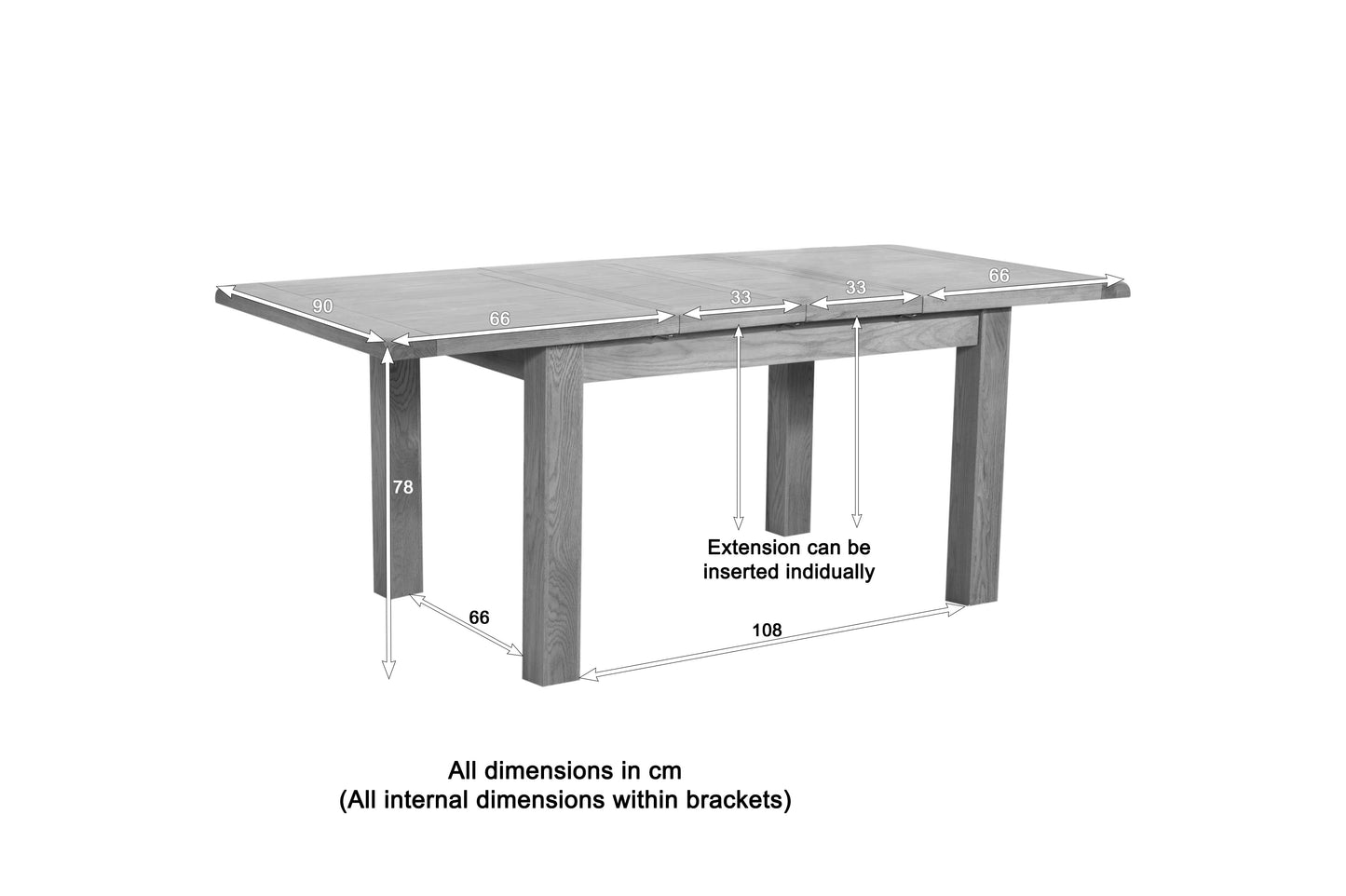 25-46 Shrewsbury 132/198cm Dining Table