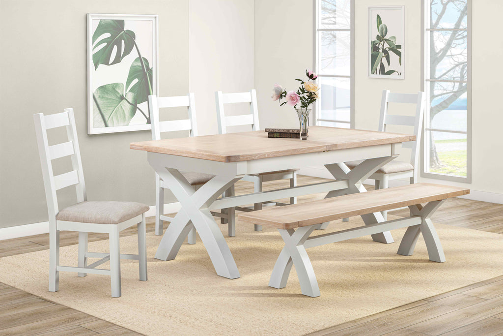 114-34 Foxington Painted 180/240 Cross Leg Extending Dining Table