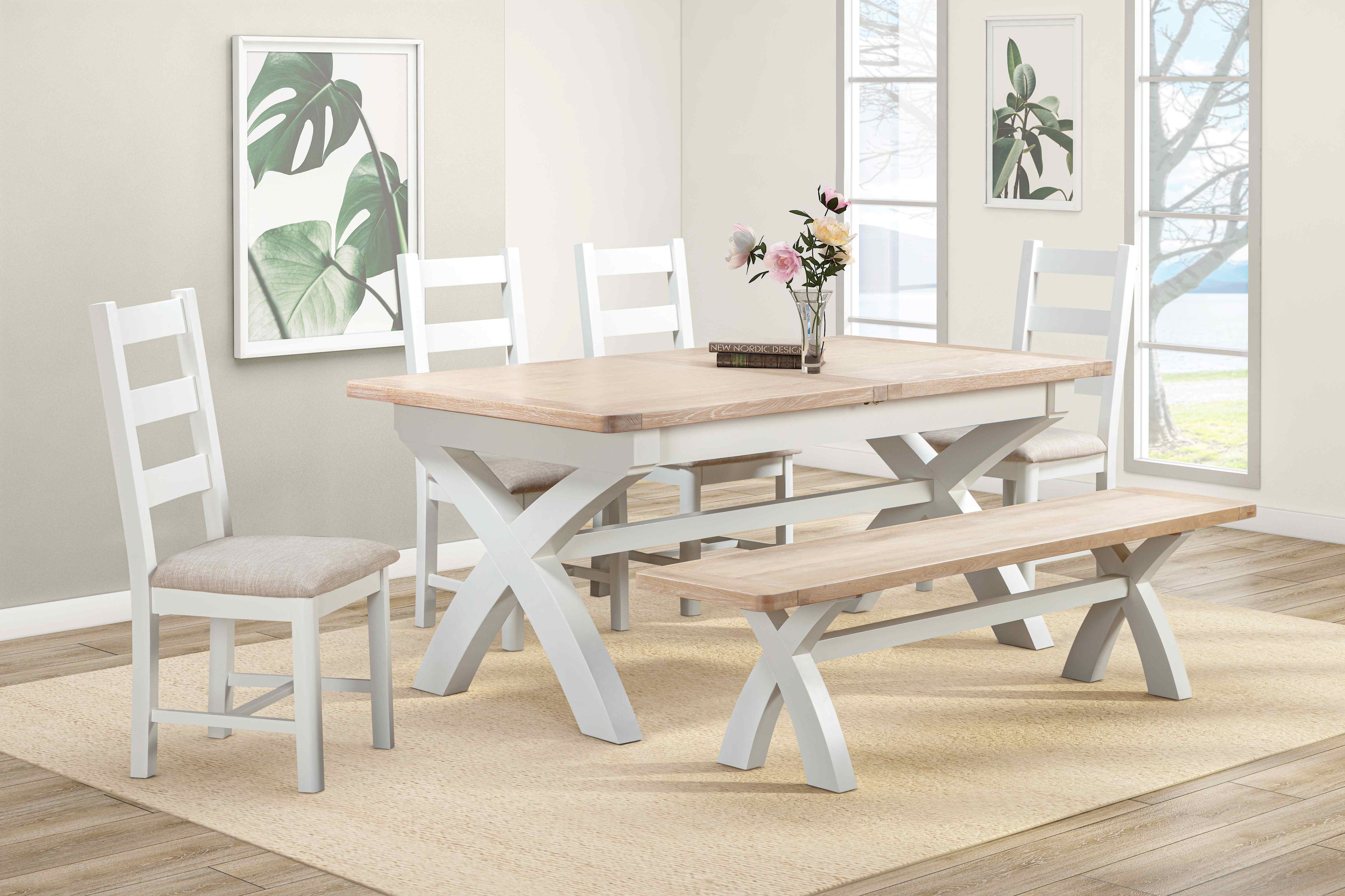 114-34 Foxington Painted 180/240 Cross Leg Extending Dining Table