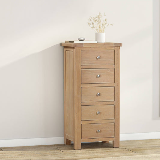 144-05 Foxington Oak 5 Drawer Tall Chest