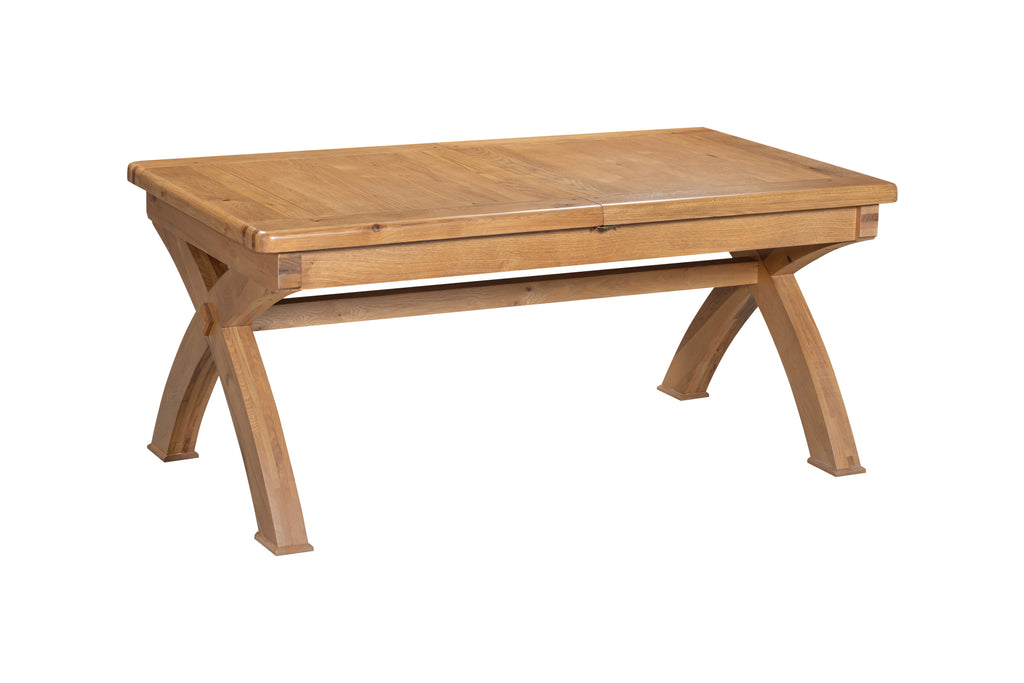160-19 Kingsbury Oak 180/260 Small Cross Leg Dining Table