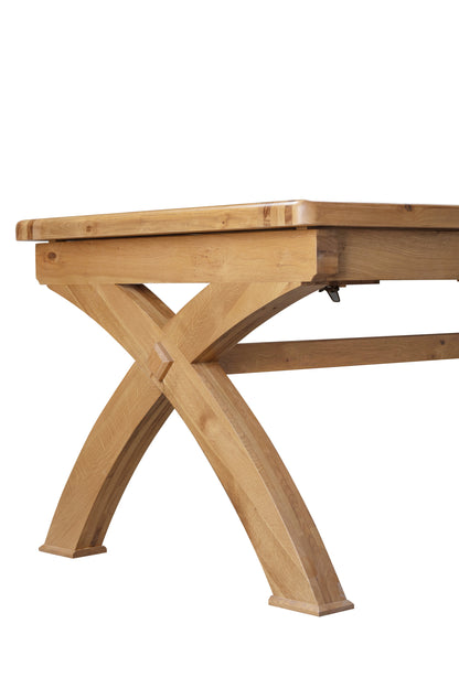 160-19 Kingsbury Oak 180/260 Small Cross Leg Dining Table