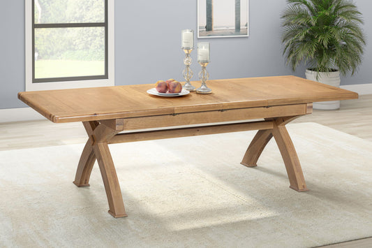 160-19 Kingsbury Oak 180/260 Small Cross Leg Dining Table