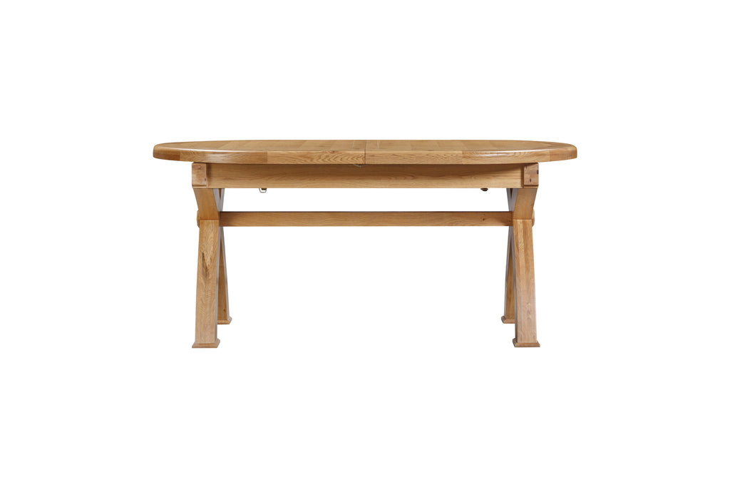 160-21 Kingsbury Oak 176/256 Oval Cross Leg Dining Table