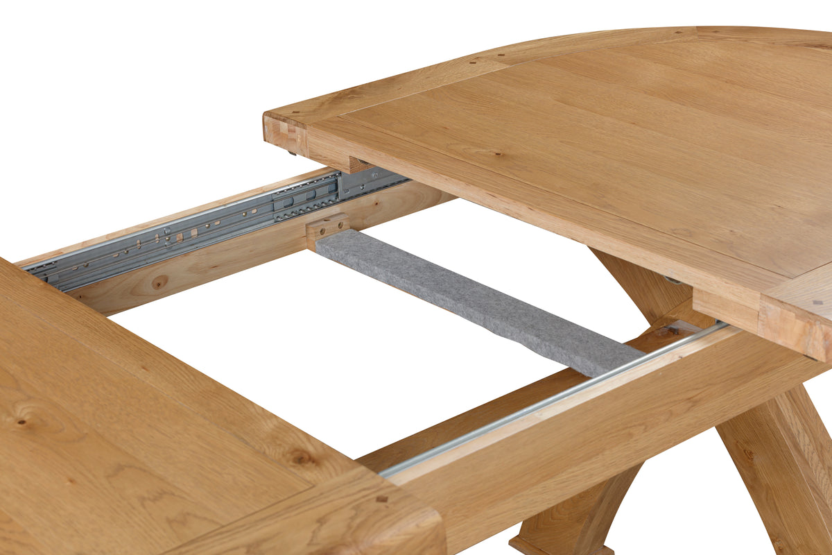 160-21 Kingsbury Oak 176/256 Oval Cross Leg Dining Table