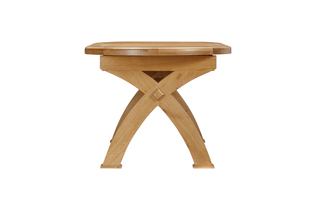 160-21 Kingsbury Oak 176/256 Oval Cross Leg Dining Table
