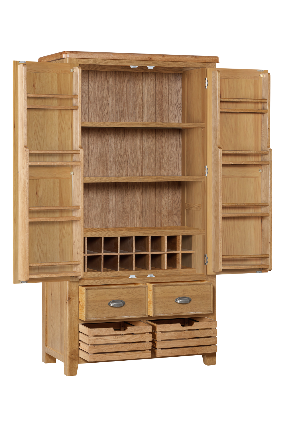 160-28 Kingsbury Oak Double Larder Cupboard – Papaya Trading