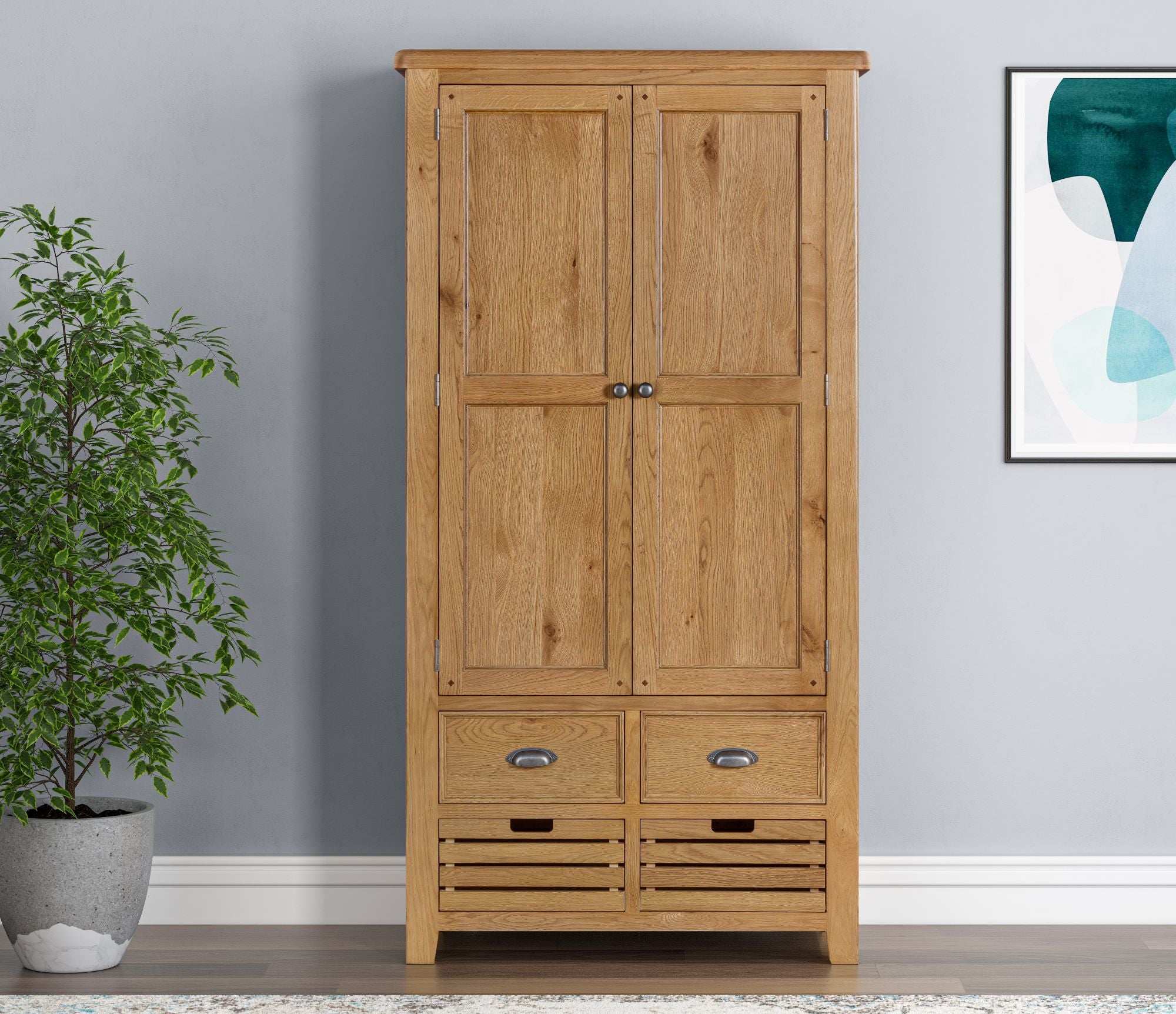 160-28 Kingsbury Oak Double Larder Cupboard