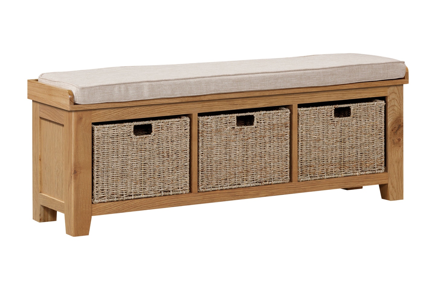 16033 Kingsbury Oak Hall Bench with Baskets Papaya Trading