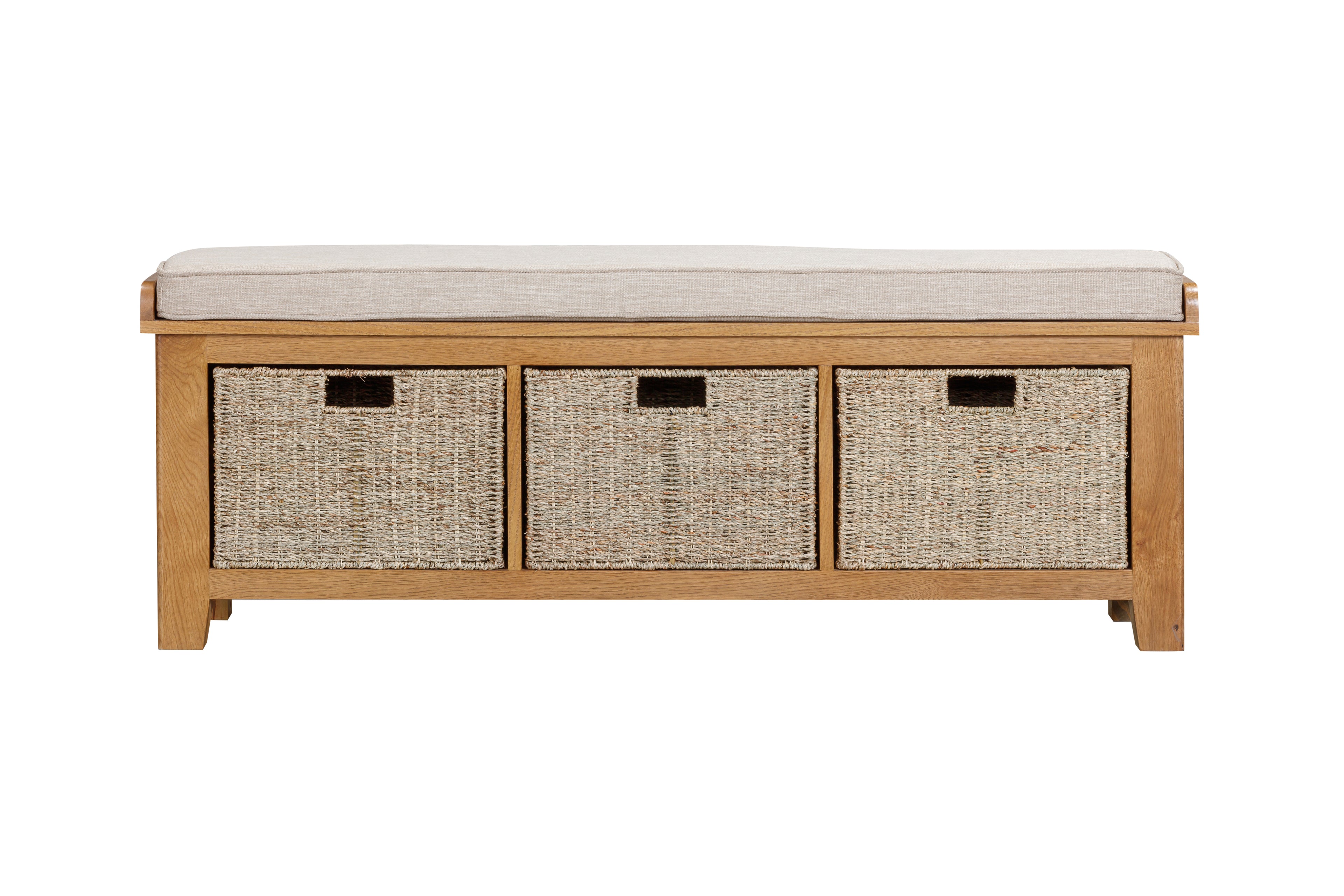 160-33 Kingsbury Oak Hall Bench with Baskets