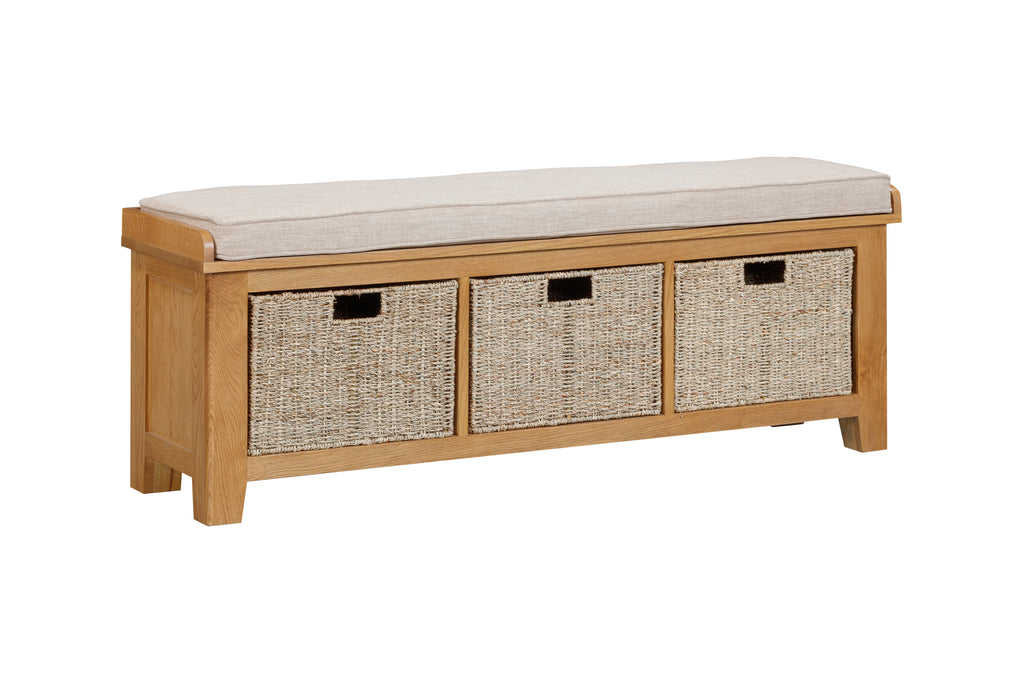 160-33 Kingsbury Oak Hall Bench with Baskets