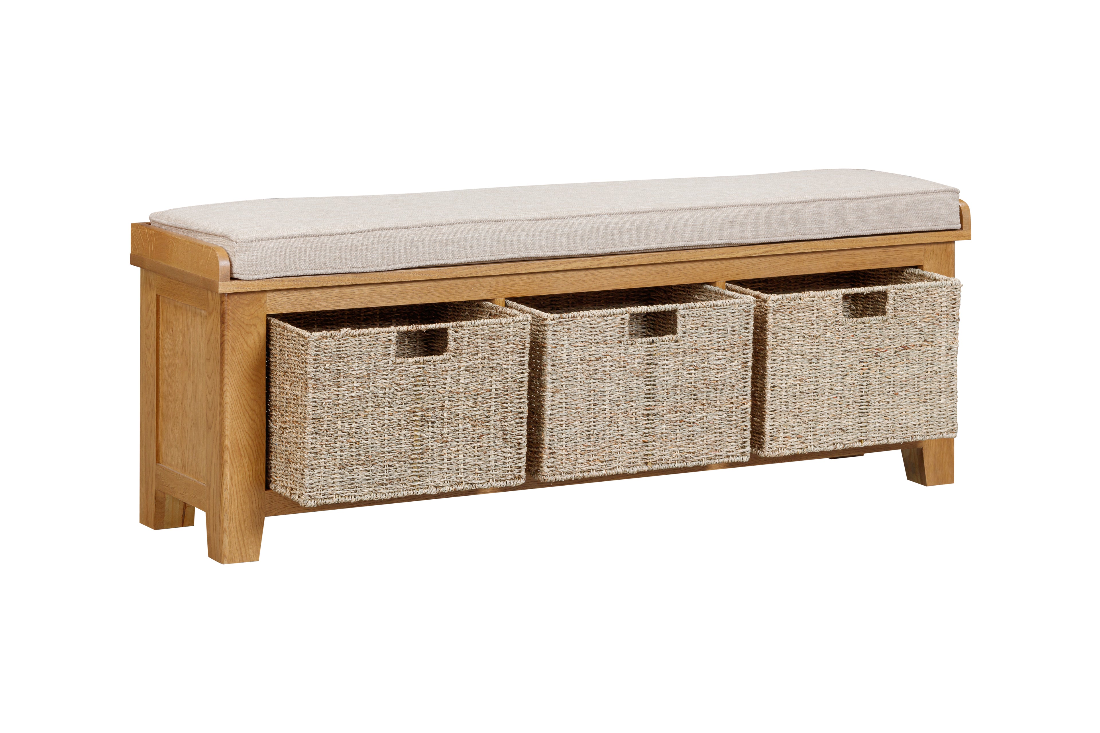 160-33 Kingsbury Oak Hall Bench with Baskets