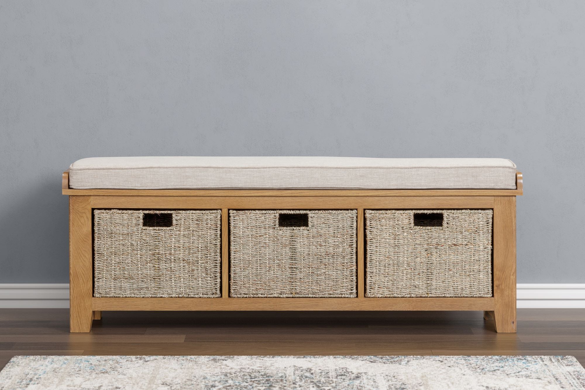 160-33 Kingsbury Oak Hall Bench with Baskets