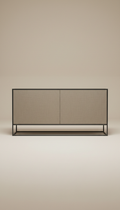 Steel Frame Sideboard with Taupe Linen Doors