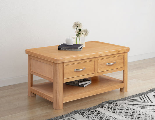 110-06 Chatsworth Oak Coffee Table with 2 Drawers