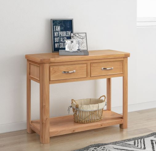 110-13 Chatsworth Oak Console Table with 2 Drawers