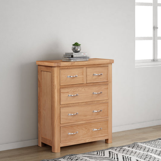 110-20 Chatsworth Oak 2 Over 3 Chest of Drawers