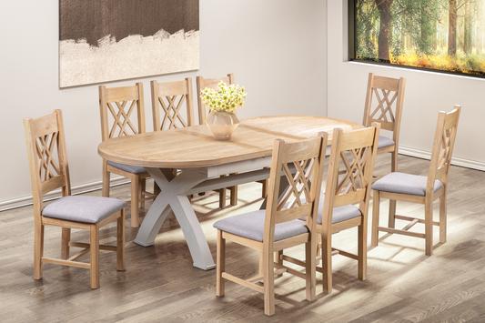 84-46 Chatsworth Painted Oval 180/230 Cross Leg Dining Table